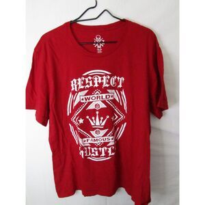 JZM Respect World Famous Hustle T Shirt Mens XXL Maroon Cotton Graphic Tee